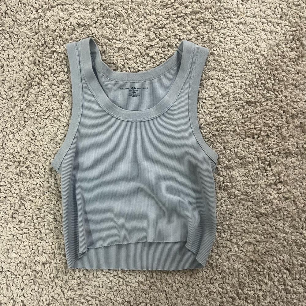 brandy melville cropped light blue conner tank